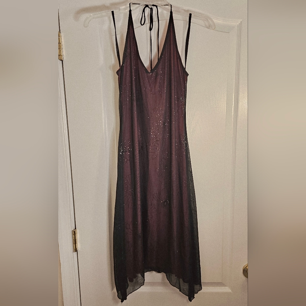 Wrapper Elegant Black and Pink Asymmetrical Dress